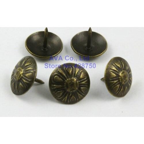 100 Pieces 16mm Antique Brass Flower Upholstery Tacks Nails