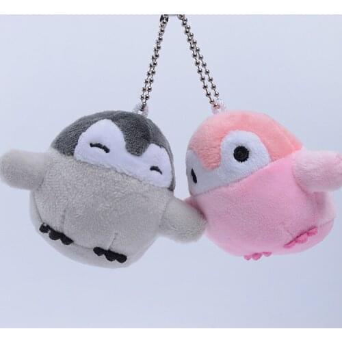 3inch plush hairy Little Penguin cute grey pink soft Keychain Bag decoration good quality christmas gift for kid lover friend