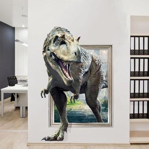 New 3D broken wall realistic dinosaur bedroom living room childrens room wall decoration Personalized wall stickers