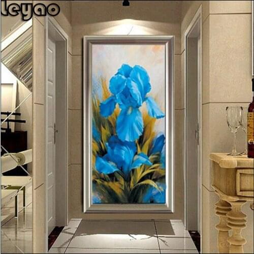 5D Square/Round Diamond Embroidery blue flowers Patterns Diamond Mosaic sale DIY Diamond Painting Cross Stitch large size