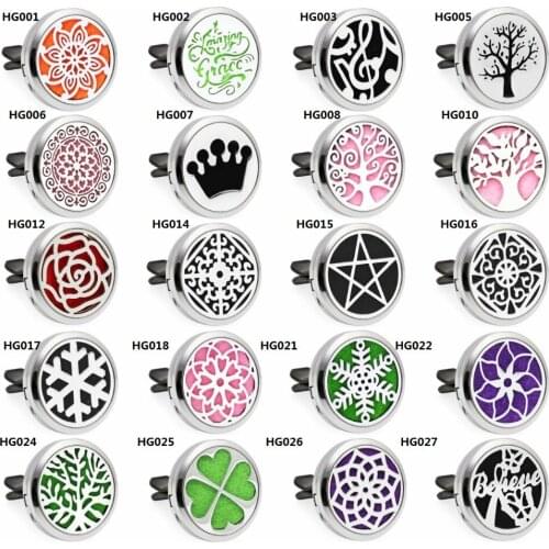 Snowflake and tree of life Aroma Locket Car Diffuser vent clips parfum Essential Oil Perfume locket Magnetic with 10 Pads random