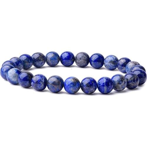 8mm Natural Lapis Lazuli Beaded Bracelet Energy Stone Lolite Bracelets Men Women Yoga Meditation Jewelry Drop ship