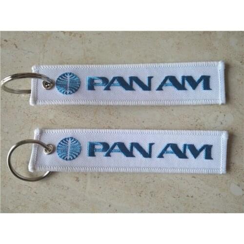 Pan Am Logo Fabric Embroidery Keychain Key Ring