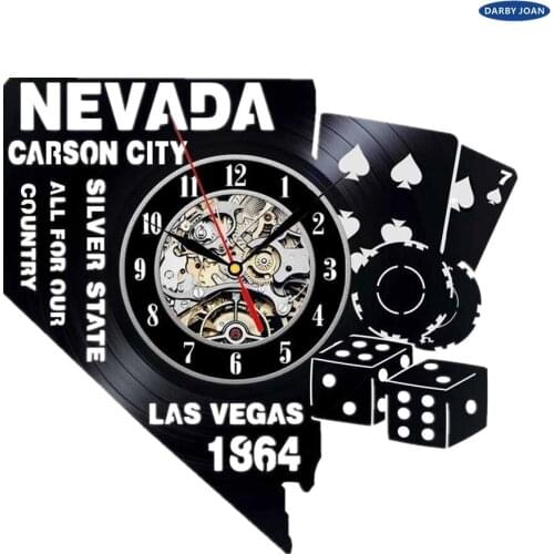 Nevada Gift USA States City Vinyl Record Clock Wall Decoration Modern Vintage Art Room