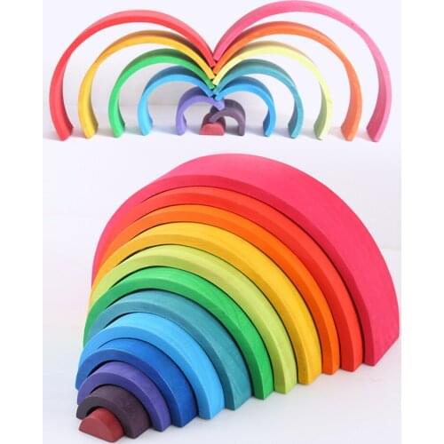 Wooden Rainbow Blocks Wooden Building Blocks Toys For Children Rainbow Toy Didactical Games Montessori Educational Wooden Toy