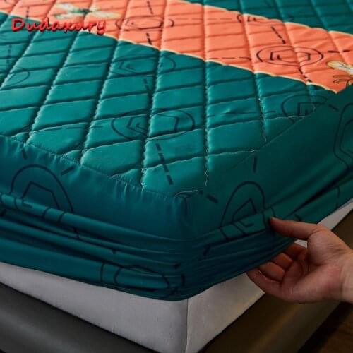 Dudaxury Bedding Thicken Quilted Waterproof Mattress Cover Washable Bed Cover Fashion Plaid Fitted Sheet Queen King Sheet