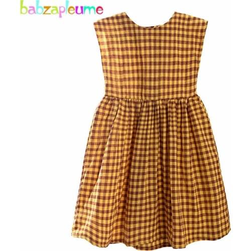 2-6Years/Kids Clothing Summer Outfits Little Girls Dresses Korean Fashion Sleeveless Plaid Cotton Princess Baby Dress BC1059