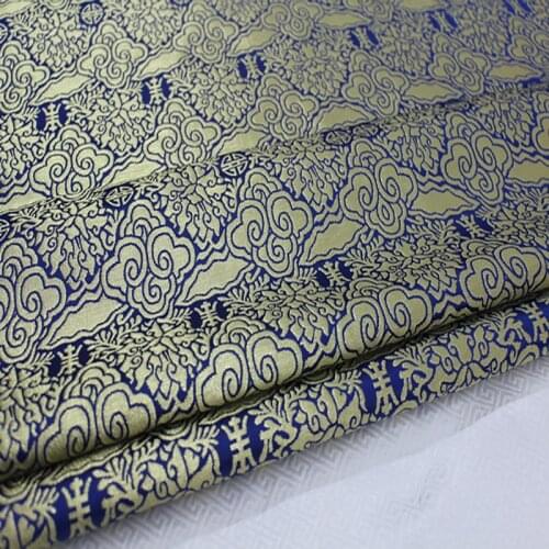 HLQON 75cm width brocade yarn dyed blue color fabric for patchwork felt tissue telas bed sheet cheongsam dress children coat