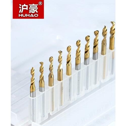 HUHAO 10PCS/lot Titanium Coat Carbide PCB Mini Drill Bit 2.2mm-3.175mm CNC Tool for Print Circuit Board Shank 3.175mm