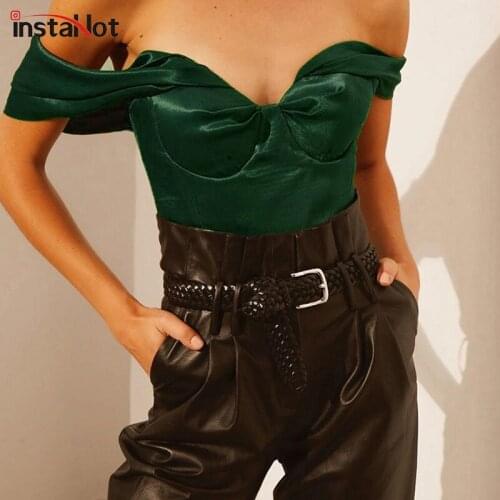 InstaHot Satin Folds Irregular Hem Tank Top Sleeveless Backless Basic Casual Summer 2021 Female Cropped Top Slim Streetwear Tank