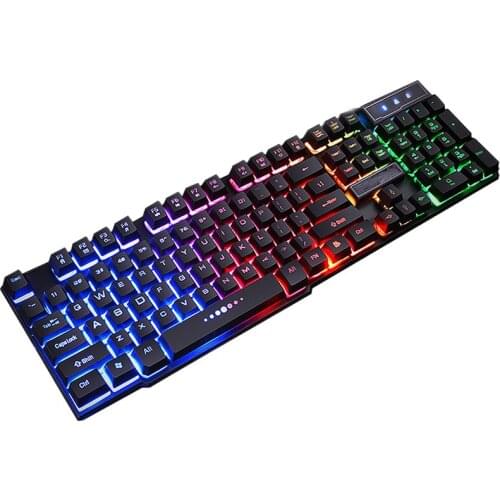 Keyboard 108 keys RGB LED Backlit USB Wired for Laptop Computer Ergonomic Membrane Keyboard
