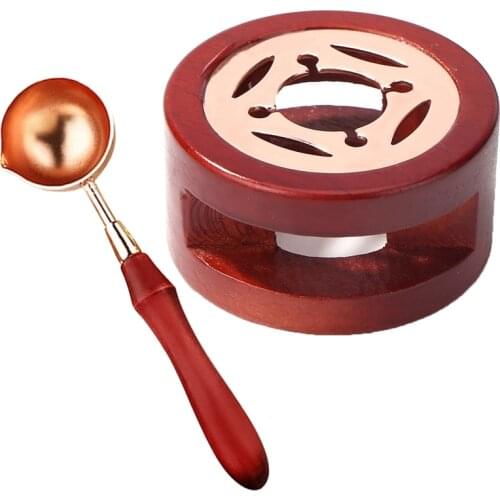 2PCS Retro Sealing Wax Stamp Furnace Stove Pot Wood Handle Sealing Wax Spoon for Wax Sealing Scrapbooking Decorative