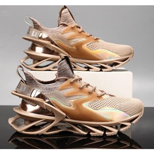 2021 New High Quality Men Blade Gold Sneakers Breathable Running Sport Shoes Summer Fashion Black White Shoes for Boys