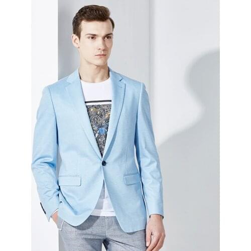 Brand men clothing fashion 2018spring Sky Blue slim fit men blazers casual suit coat single button business costumes for singers