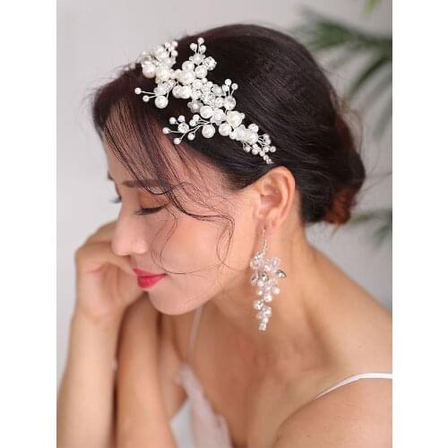 Bridal Hairstyles Jewellery Set Headband earrings Silver Tiaras Crown Pure Bride Fascinators hair accessories for women wedding