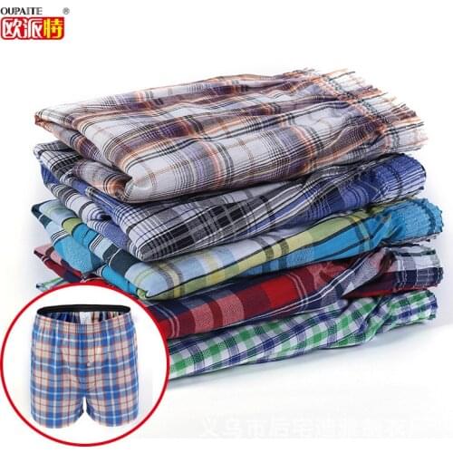 UNDERWEAR MEN 4pcs Lot Loose Shorts Mens Panties Cotton boxer male plus Large big size Comfortable Soft plaid under wear sexy
