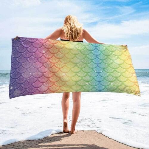 New summer bath towels Mermaid beach towel creative printing sunscreen shawl quick-drying towel