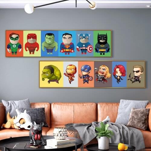 Marvel Superhero Poster Childrens Room Decoration Cartoon Canvas Painting Bedroom Living Room Sofa Background Wall Art Mural