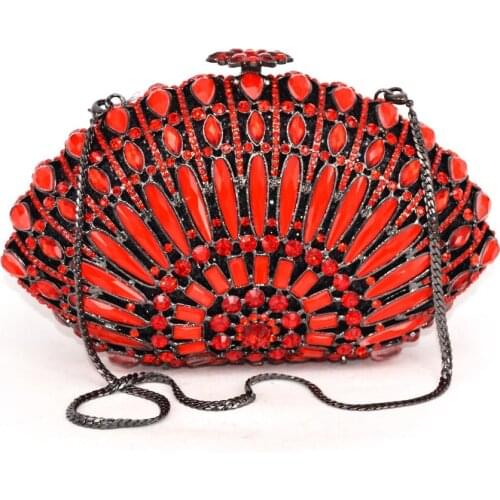 Multicolor Evening Bags for Women Rhinestone Crystal Clutch Evening Purse Ladies Handmade Bridal Purse with Golden Chain 88156