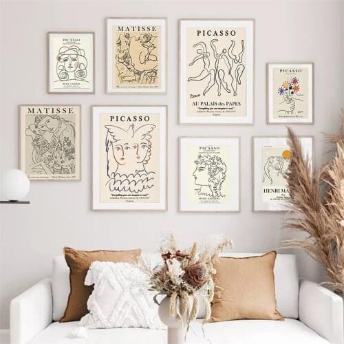 Retro Picasso Matisse Posters and Prints Abstract Girl Body Flower Wall Art Canvas Painting Pictures for Living Room Decoration