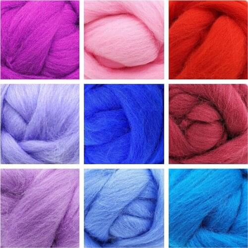 10g (9 Colors) Wool Roving Felting Wool 19 Microns Super Soft Natural Wool Fiber Value Pack for Needle Starter Felting Kit (N)