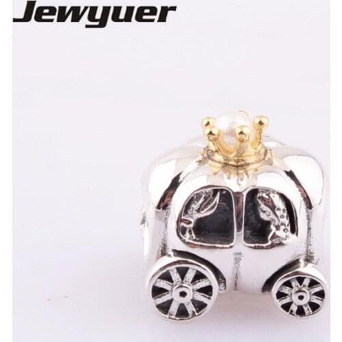 Christmas collection Royal Carriage charms 925 sterling silver jewelry gold crown charm fit beads bracelets diy Memnon GD033