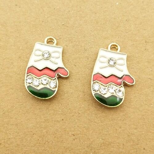 10pcs 13x20mm christmas glove charm enamel charm for jewelry making and crafting earring pendant necklace bracelet charm
