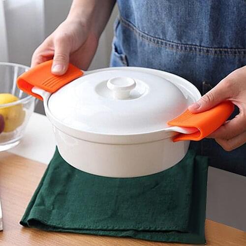 2pcs/set Grip Silicone Pot Holder Sleeve Pot Glove Pan Handle Cover Grip Kitchen Tools