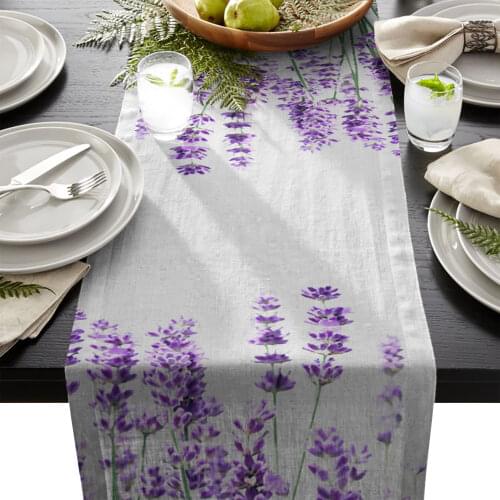 New Tablecloth Flag Lavender Plant Flowers Table Runner Shoes Cabinet Cover Cloth Linen Bed Runner Table Cloth