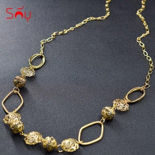 Sunny Jewelry Fashion Jewelry Long Chain Necklace 2021 New Design Womens Jewelry High Quality Rhombus Flower For Daily Wear