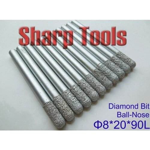 5pc 8x20x90mm Extra Long Router Bit Diamond Cutters Ball Nose End Mills for Stone Engraving 3D Marble Carving CNC Milling Tools
