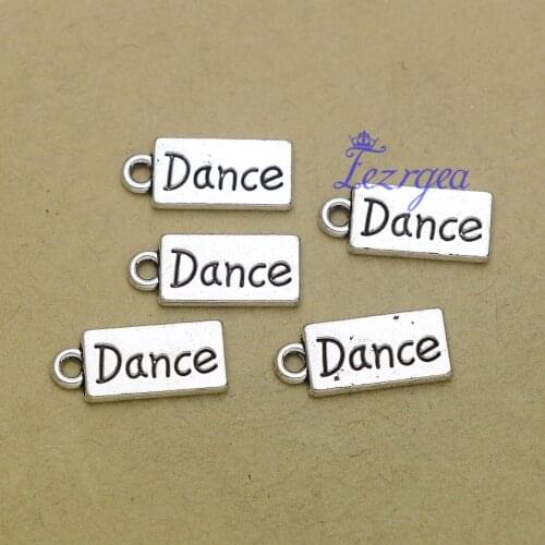 30pcs/lot--17x11mm, Antique silver plated dance tag charms,DIY supplies,Jewelry accessories