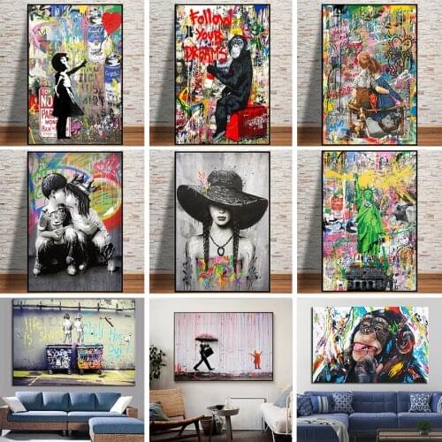 Street Graffiti Art "Follow Your Dreams" Canvas Painting Posters and Prints Wall Art Pictures for Living Room Cuadros Home Decor