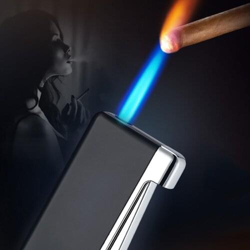 Cigarette Torch Lighter Press Ignition Jet Lighter Blue Flame Refillable Butane Gas Windproof Cigar Lighters