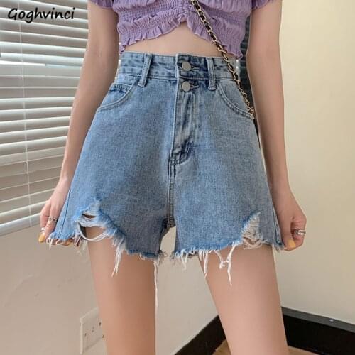 Shorts Women Irregular Hole Ripped Denim Fur-lined Leisure High Waist Sexy Simple Korean Style Ulzzang Loose Womens Daily Trendy