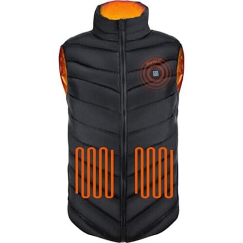 6 Areas Men Winter Electric Heated Vest Stand Collar USB Heating Sleeveless Zipper Jacket Outdoor Fishing Thermal Coat
