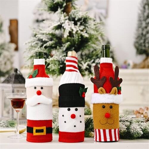 1PC Christmas Wine Bottle Cover Bag Santa Claus Snowman Bottle Cover Christmas Gift Bag christmas Party Table decor for home