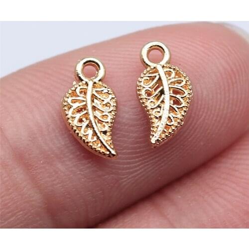 10pcs 10x5mm KC Gold Plated Leaves Charm Pendant For Earring Making Earring Accessories