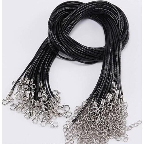 10Pcs/Lot Wholesale Leather Wax Rope Cord Necklace Chain DIY String Strap Rope Lobster Clasp Leather Jewelry Chain Accessories