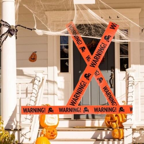 2Pcs Halloween Cordon Isolation Belt Horror Skull Safety Warning Tape For Garden Haunted House Bar Halloween Party Decor Props