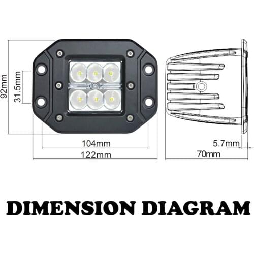 2Pcs Flush Mount LED Work Light 18W Rear Bumper Fog Lamp Worklight for 4x4 Offroad Trailer Pick-up Truck ATV Car Tractor SUV 12V