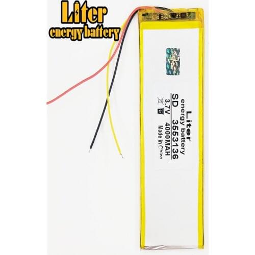 3 line 4000mAh 3.7V 3553136 polymer lithium ion Battery Replacement Battery for MP3 MP4