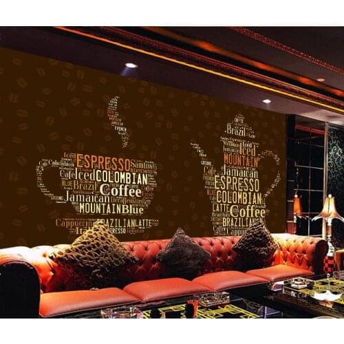 Bacaz English Letters CUP and POT 3d Wallpaper Mural for Coffee Cafe Restaurant TV Background 3D Wall Mural Wall paper Sticker