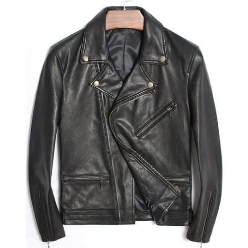 Free shipping.Brand new Sheepskin jackets,mens 100% genuine leather,motor biker jacket.slim plus size,casual coat classic