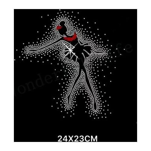 Free shipping dancing girl dance design in dot design hotfix Rhinestone Iron On Heat Transfer Hot Fix Bling
