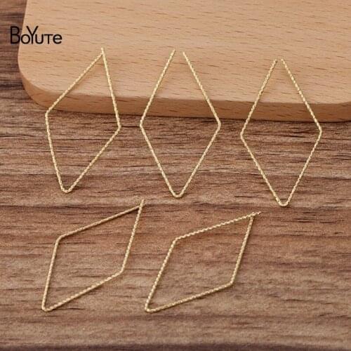 BoYuTe (100 Pieces/Lot) 1*21*42MM Metal Brass Open Rhombus Hoop Materials Hand Made Diy Jewelry Accessories Parts