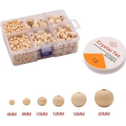 1100pcs 6mm-20mm Natural Wooden Beads For DIY Bracelet Necklace Making Spacer Charms Ball Macrame Farmhouse Decor
