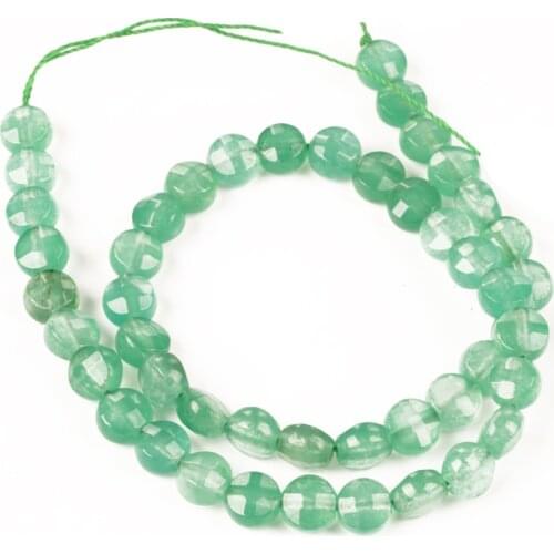Wholesale Faceted Flat Round Green Aventurine Beads Natural Stone Loose Beads 8mm for Jewelry Making DIY Bracelet Accessories