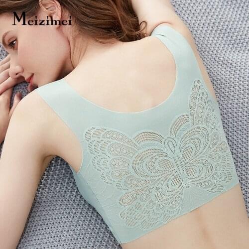 Meizimei Beauty Back Sleep Sport Bra for Women Butterfly Sexy Lingerie Top BH Plus Size Bralette Seamless Brassiere Girl Push Up