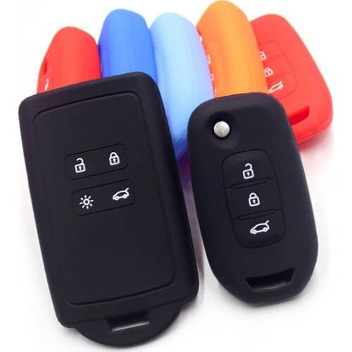Car key case cover for Renault KOLEOS Kadjar 2016 2017 Duster Logan Sandero Smart Folding Key Silica Gel protector